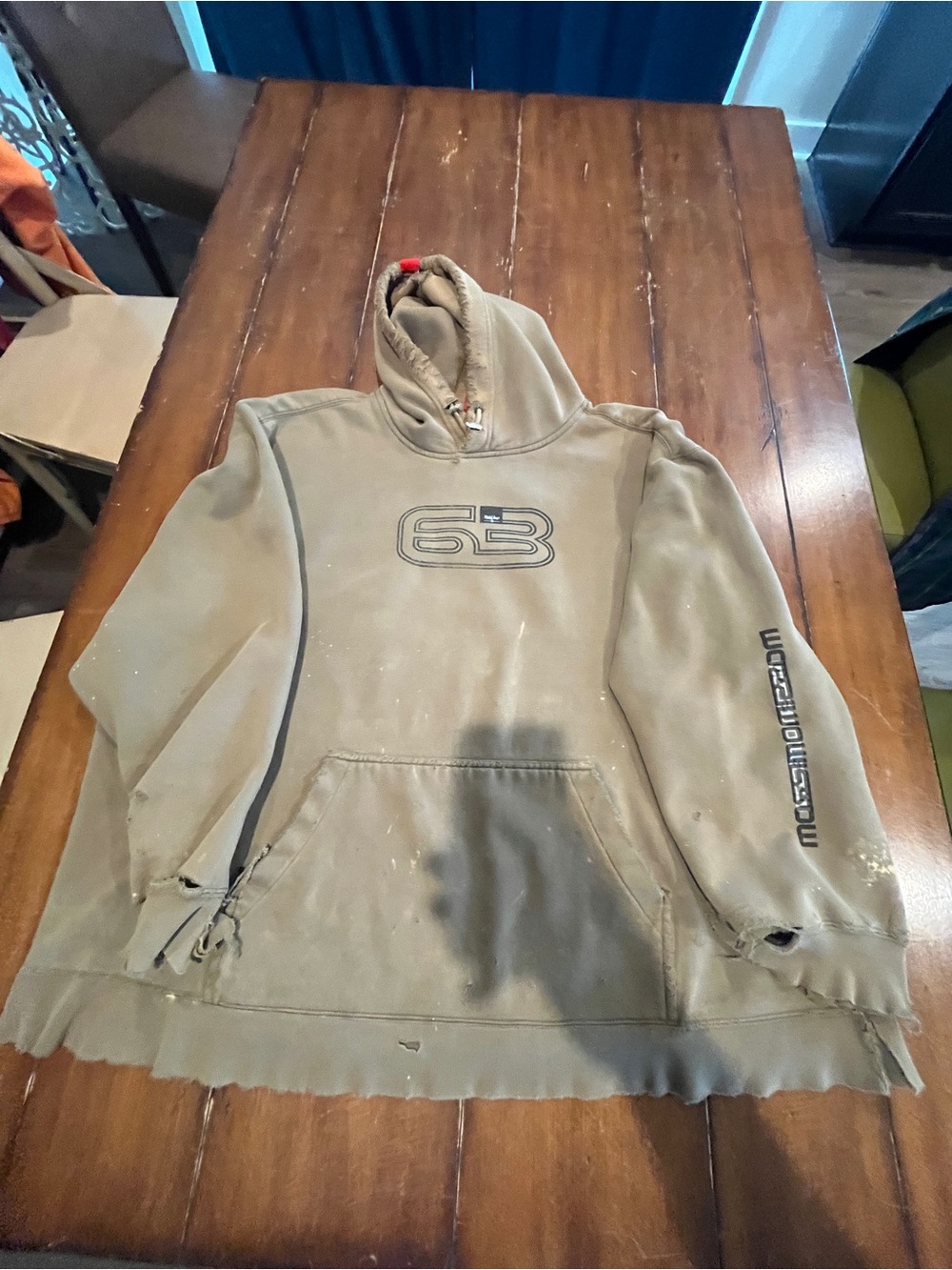 Vintage XXL thrashed & distressed Mossimo hoodie.